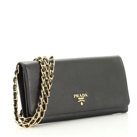 prada chain leaather wallet|leather wallet prada price.